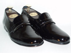 Genuine Patent Leather Tuxedo Shoes With Self Strap